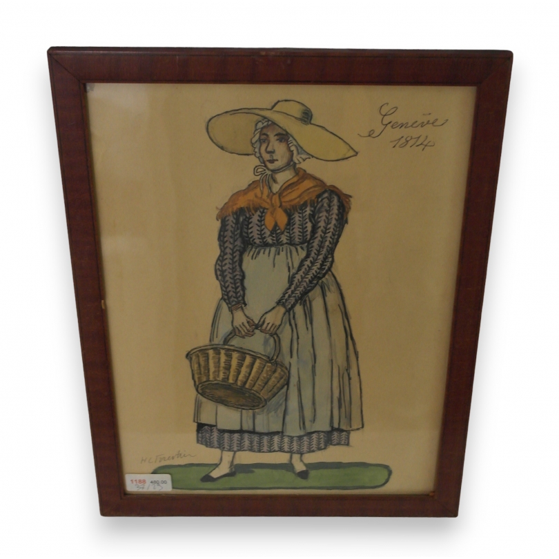 Peintures | Aquarelle "Costumes de Genève", 1814 de Moinat SA  - Antiquités décoration
