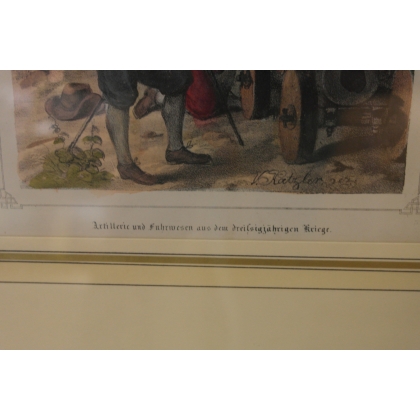 Engraving: "Artillerie und Fuhrwesen aus Moinat SA" – Antiques and decorative items – Engravings, lithographs