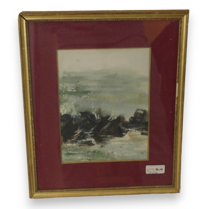 Aquarelle "Vagues", non signée  sur Moinat SA  - Antiquités décoration -  Gouaches, Aquarelles, Pastels