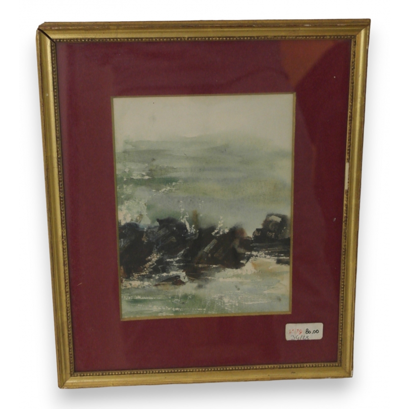 Aquarelle "Vagues", non signée  sur Moinat SA  - Antiquités décoration -  Gouaches, Aquarelles, Pastels