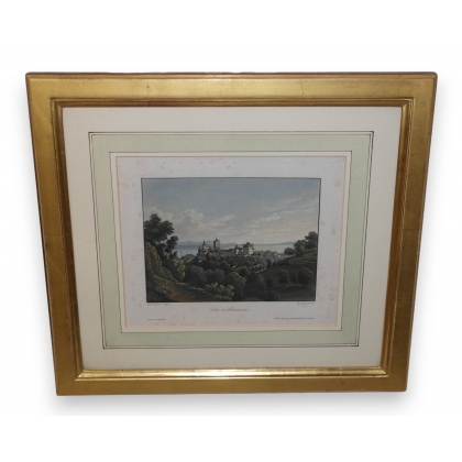 Engraving ‘View of Lausanne’ by WEZEL, on Moinat SA – Antiques and decorative items – Engravings, lithographs