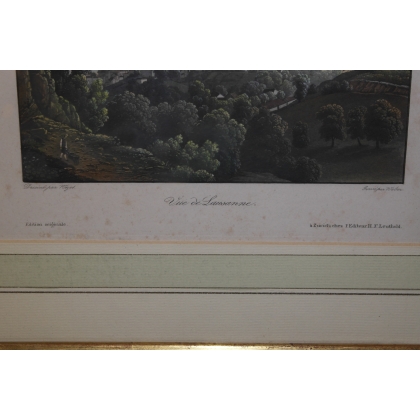 Engraving ‘View of Lausanne’ by WEZEL, on Moinat SA – Antiques and decorative items – Engravings, lithographs