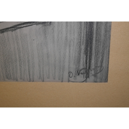  Dessin  "Vue d'une fenêtre" signé Otto sur  Moinat SA  - Antiquités décoration