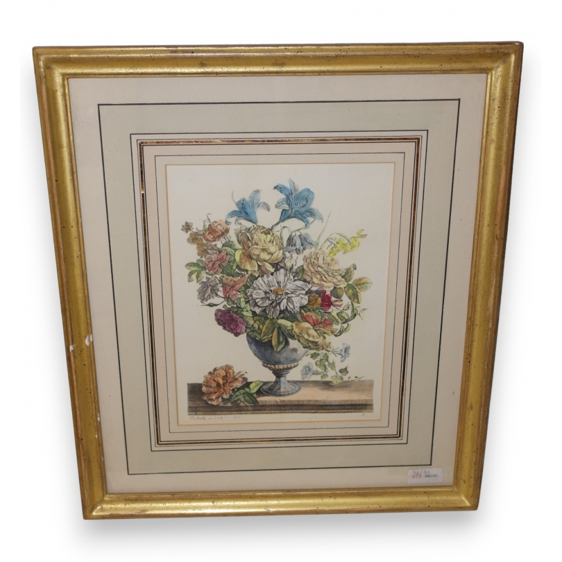 Engraving ‘Bouquet of Flowers’ by DE, from Moinat SA – Antiques and decorative items – Engravings, lithographs