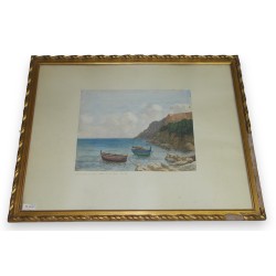 Aquarelle "Golfe des Fosses" signée E.  sur Moinat SA  - Antiquités décoration -  Gouaches, Aquarelles, Pastels