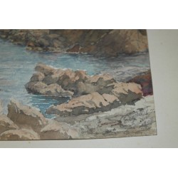 Aquarelle "Golfe des Fosses" signée E.  sur Moinat SA  - Antiquités décoration -  Gouaches, Aquarelles, Pastels