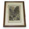 Gravure "Packhorses traversing a mountain pass"