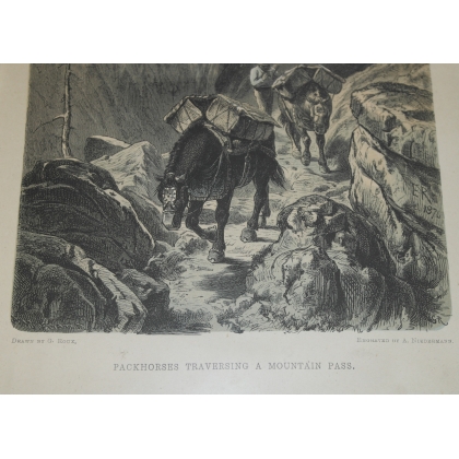 Gravure "Packhorses traversing a  sur Moinat SA  - Antiquités décoration -  Gravures, Lithos