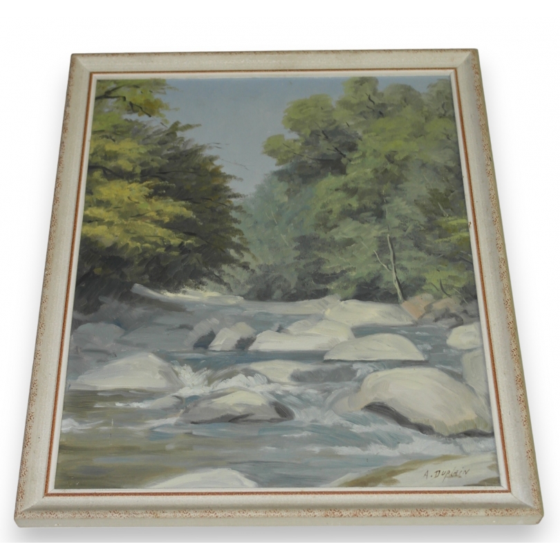 Paintings | Oil on cardboard, ‘River Landscape’, Moinat SA  – Antiques and home décor