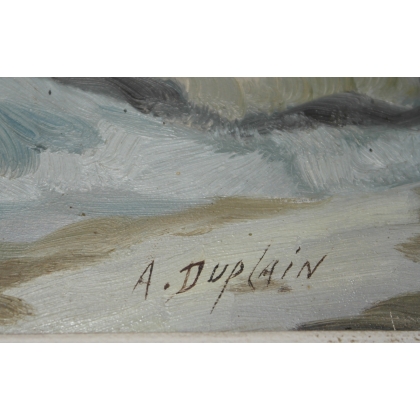 Paintings | Oil on cardboard, ‘River Landscape’, Moinat SA  – Antiques and home décor