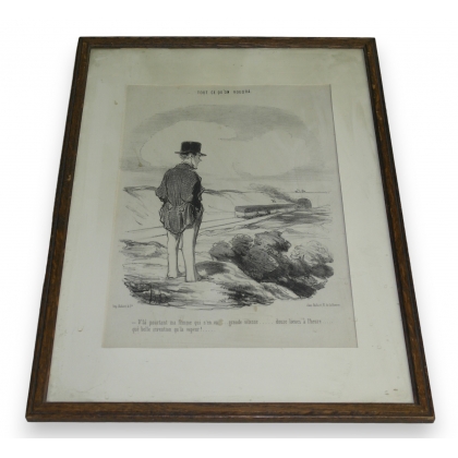  Gravure satirique "Tout ce qu'on voudra" sur  Moinat SA  - Antiquités décoration