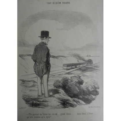  Gravure satirique "Tout ce qu'on voudra" sur  Moinat SA  - Antiquités décoration