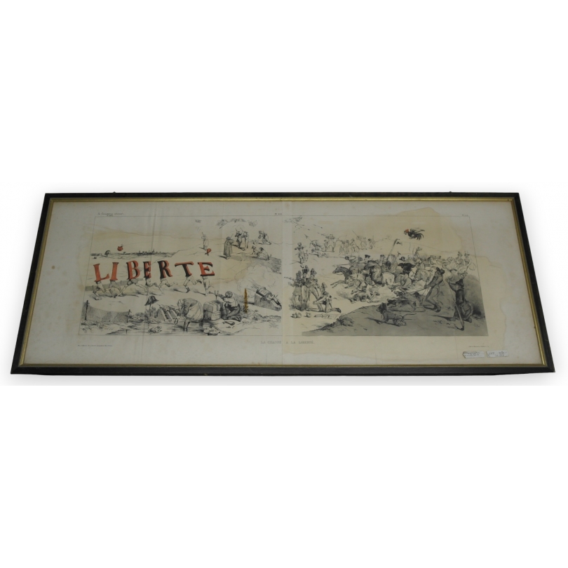 Lithographie "La Chasse à la liberté"  sur Moinat SA  - Antiquités décoration -  Gravures, Lithos