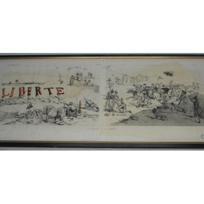 Lithographie "La Chasse à la liberté"  sur Moinat SA  - Antiquités décoration -  Gravures, Lithos