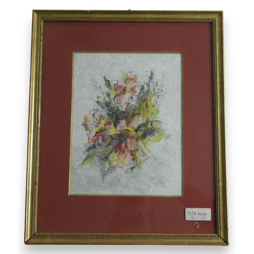 Aquarelle "Bouquet de fleurs"  sur Moinat SA  - Antiquités décoration -  Gouaches, Aquarelles, Pastels