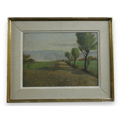 Huile sur carton \"Le Salève\" signé au