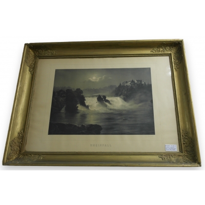 Engraving "Rheinfall" – Empire-style frame by Moinat SA – Antiques and decorative items – Engravings, lithographs