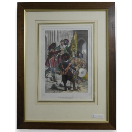 Gravure "Die Spielleute und  sur Moinat SA  - Antiquités décoration -  Gravures, Lithos