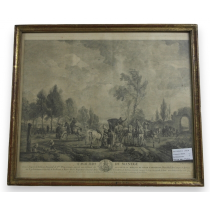 Engraving ‘Cavaliers du manège’ by Moinat SA – Antiques and decorative items – Engravings, lithographs