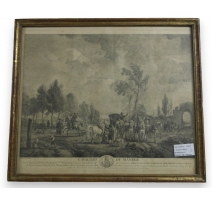 Gravure "Cavaliers du manege"