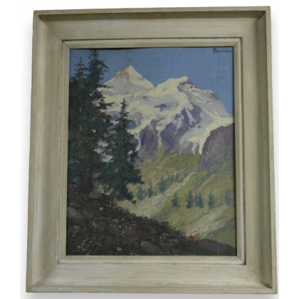 Huile sur toile \"Montagnes\" signé BERNINI