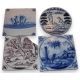 Lot de 4 Carreaux de Delft