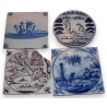 Lot de 4 Carreaux de Delft