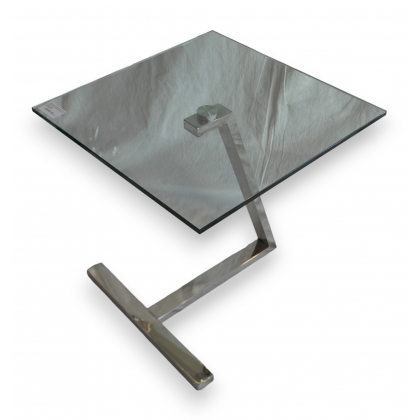  Table bout de canapé en verre et alu sur  Moinat SA  - Antiquités décoration