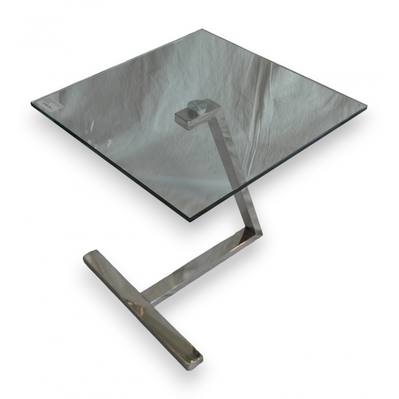  Table bout de canapé en verre et alu sur  Moinat SA  - Antiquités décoration