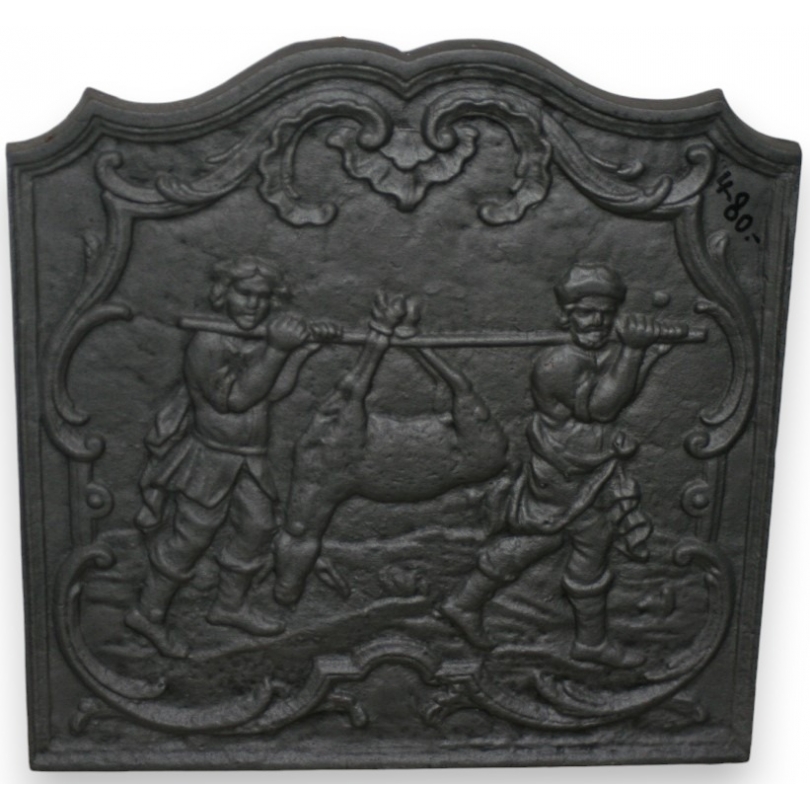 Plaque de cheminée en fonte "Chasseurs"