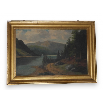 Huile sur toile \"Lac\" non signé