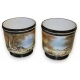 Paire de cache-pots ronds en porcelaine