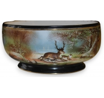 Cache-pot ovale "Chasse" en porcelaine