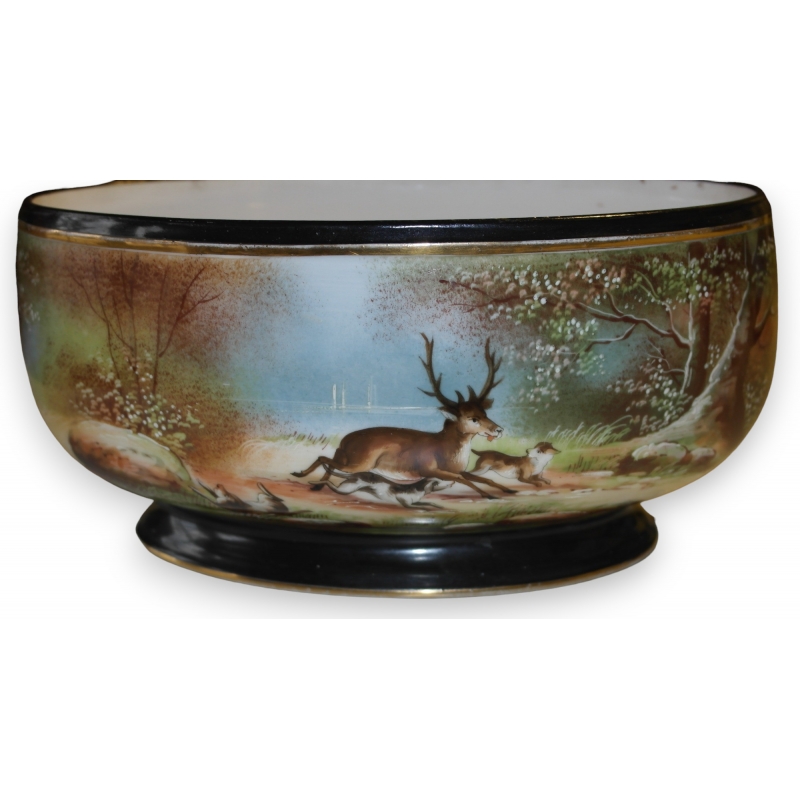 Cache-pot ovale Chasse en porcelaine - Moinat SA - Antiquités