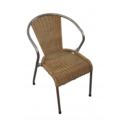 Fauteuil en fer et rotin