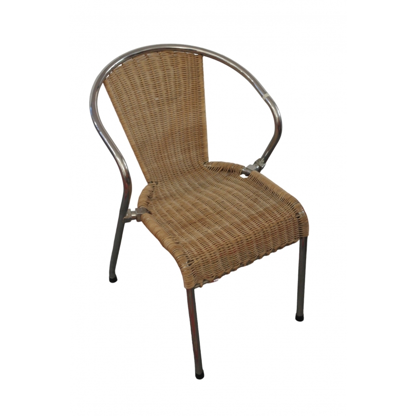 Fauteuil en fer et rotin