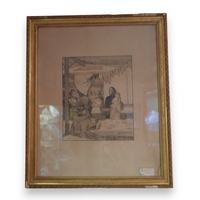 Gravure "Marché à la place du Molard"