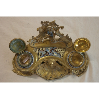 Encrier Napoléon III en bronze cloisonné