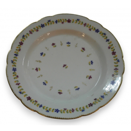 Assiette décor bleuets bleus et pourpre