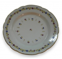Assiette décor bleuets bleus et pourpre