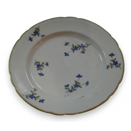 Assiette décor bleuets en porcelaine de