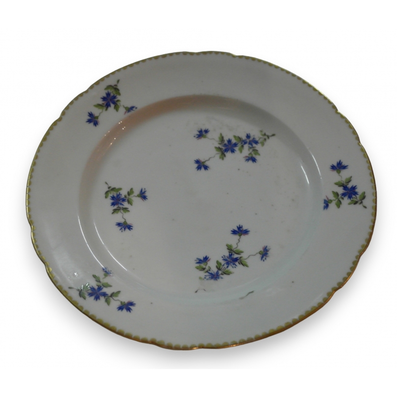 Assiette décor bleuets en porcelaine de