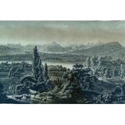 Engraving ‘View of Mont Blanc’ by TROLL.  at Moinat SA  – Antiques and decorative items –  Engravings, lithographs
