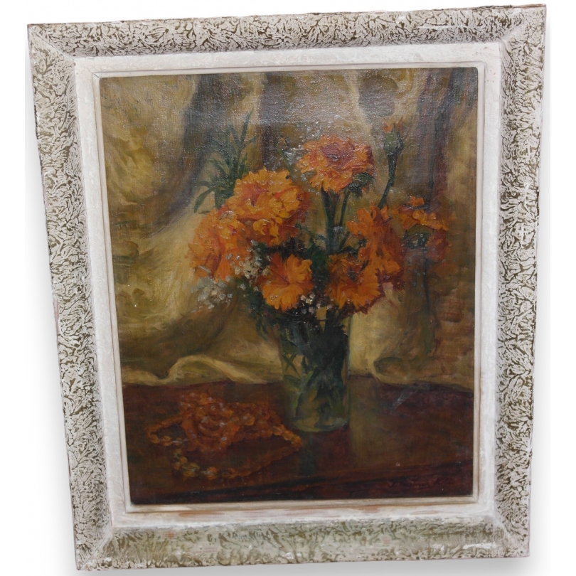 Paintings | Oil on canvas, ‘Bouquet of Flowers’, Moinat SA  – Antiques and home décor
