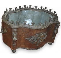 Jardinière Napoléon III bois et bronze