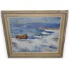 Paintings | Oil on cardboard, ‘Seaside’, signed M. Moinat SA  – Antiques and home décor