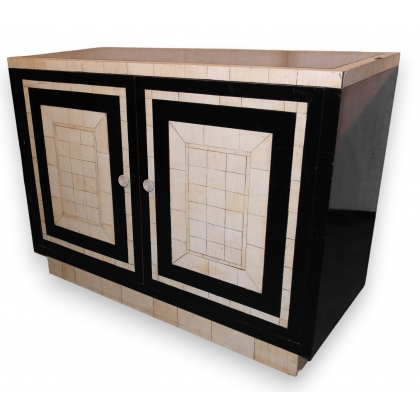  Buffet anglais Art Déco laqué blanc et sur  Moinat SA  - Antiquités décoration