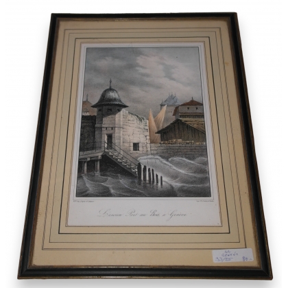 Engraving: ‘The Old Harbour at Le Bois-à-sur-Moinat SA’ – Antiques and home décor – Engravings, lithographs