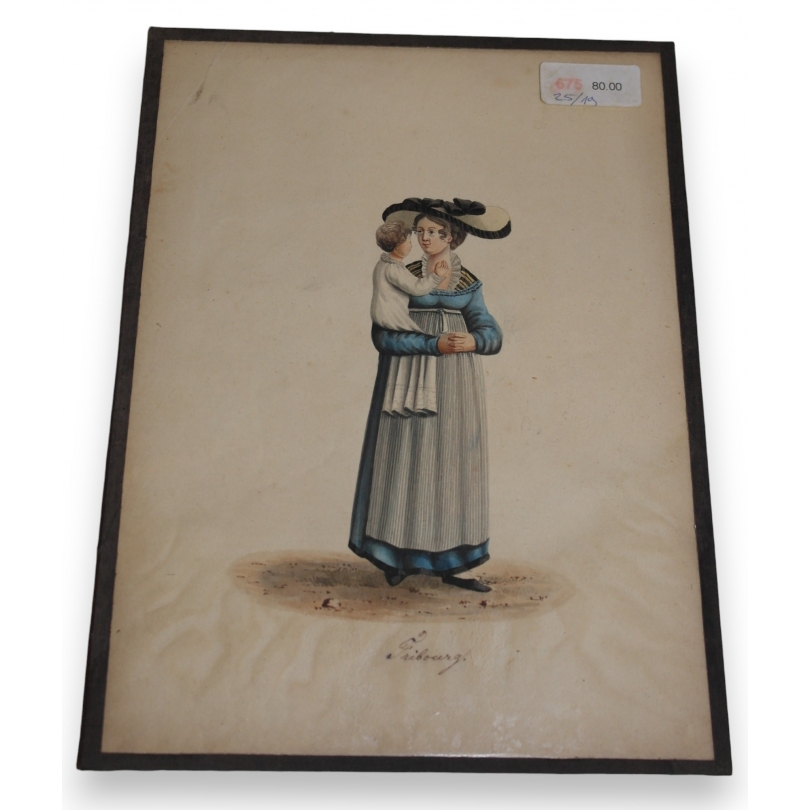 Engraving entitled ‘Costume’ from Fribourg, by Moinat SA – Antiques and decorative items – Engravings, lithographs