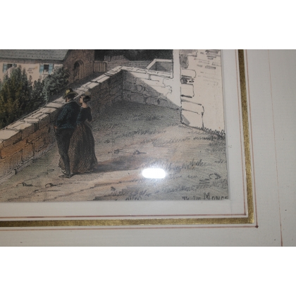 Gravure coloriée "Ville de Neuchâtel "  sur Moinat SA  - Antiquités décoration -  Gravures, Lithos